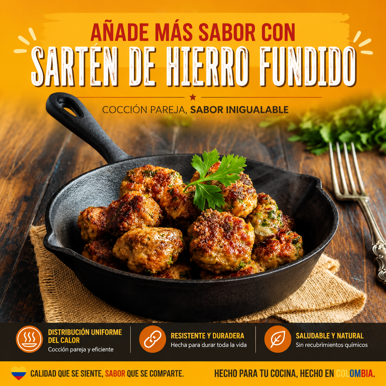 Set 3x Sartenes De Hierro Fundido ChefMaster