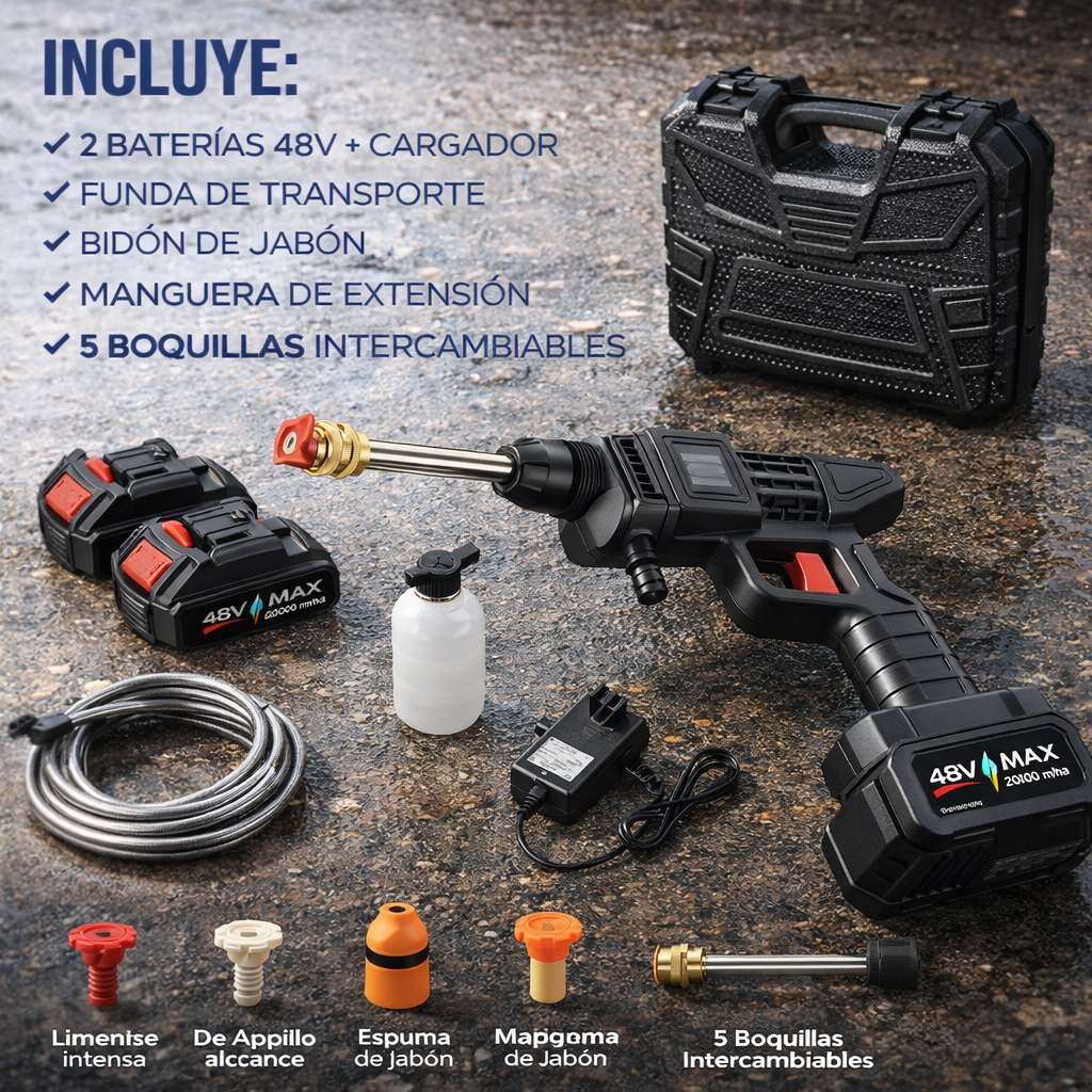 HIDROLAVADORA PORTÁTIL A BATERÍA + ASPIRADORA DE MANO GRATIS